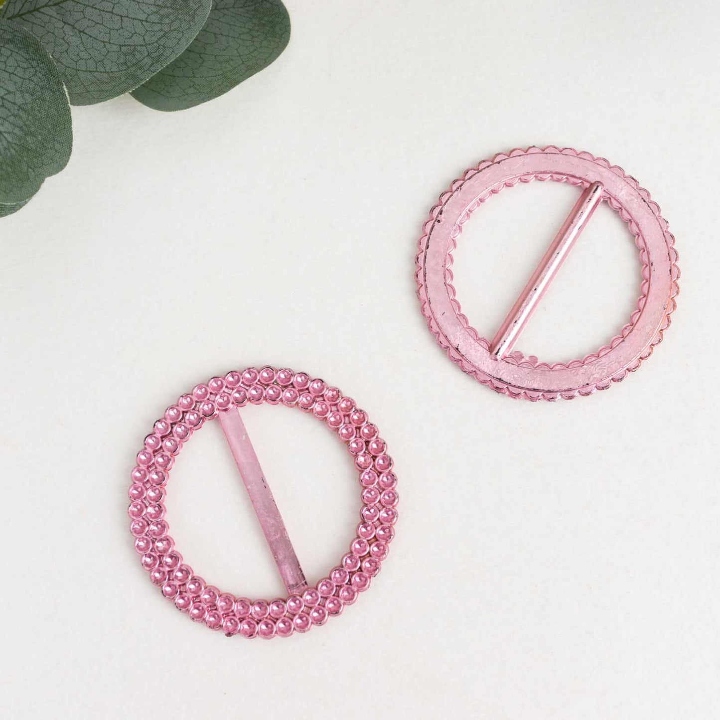 20 Pack 2.5" Pink Diamond Circle Napkin Ring Pin Brooch, Rhinestone Chair Sash Bow Buckle