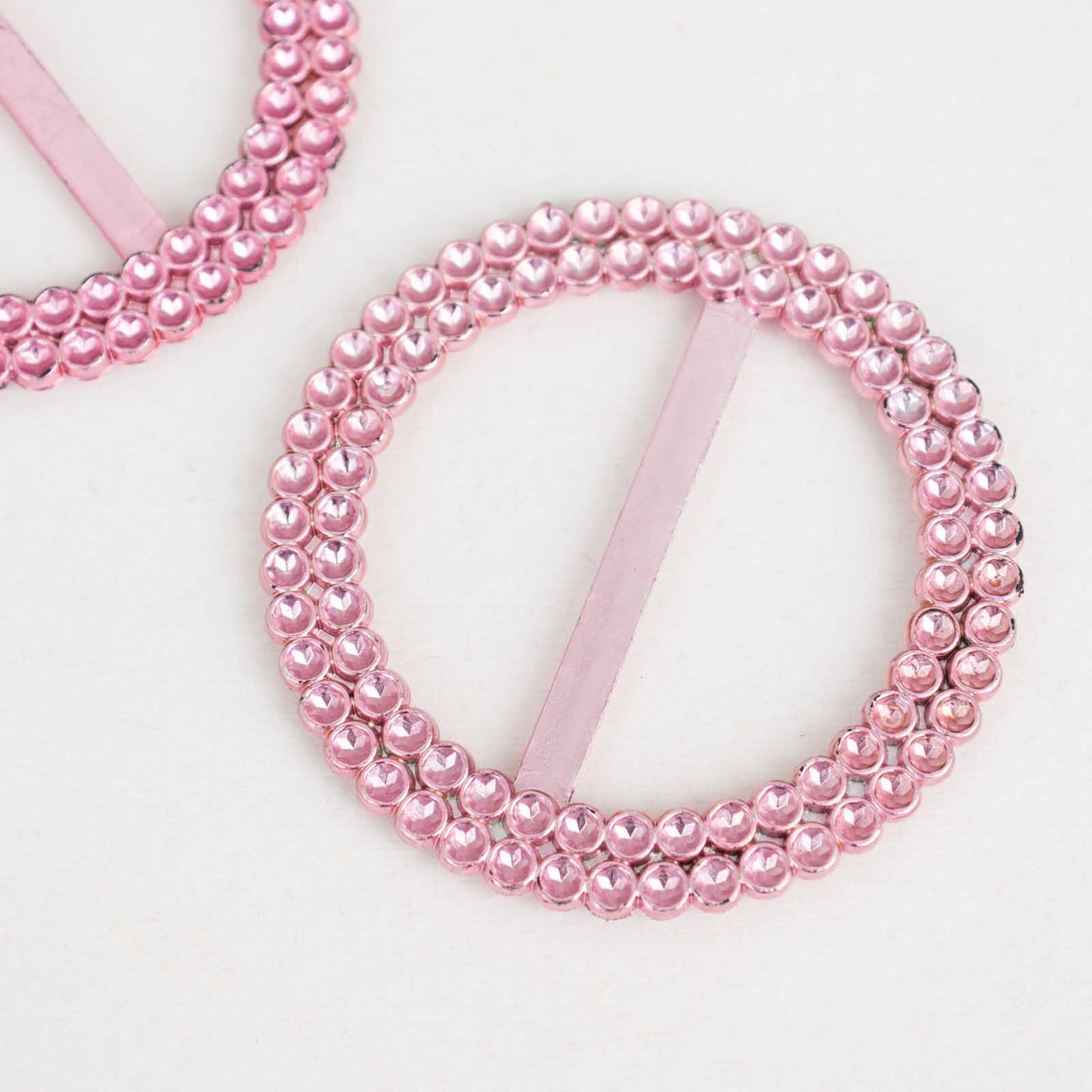 20 Pack 2.5" Pink Diamond Circle Napkin Ring Pin Brooch, Rhinestone Chair Sash Bow Buckle