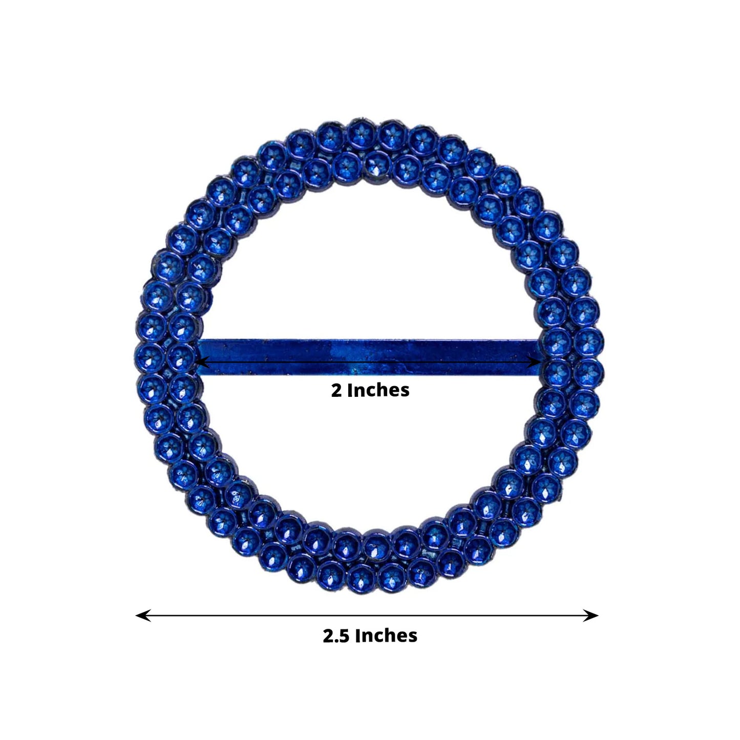 20 Pack 2.5" Royal Blue Diamond Circle Napkin Ring Pin Brooch, Rhinestone Chair Sash Bow Buckle