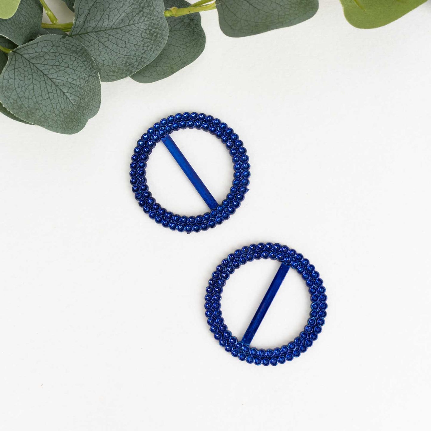 20 Pack 2.5" Royal Blue Diamond Circle Napkin Ring Pin Brooch, Rhinestone Chair Sash Bow Buckle