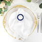 Royal blue diamond circle napkin ring on a white plate.