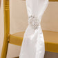 Silver snowflake chair sash band buckle with diamonds and rhinestones.