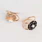 Black pearl floral metal chair sash bow pins with gold rim.