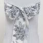 6"x108" White Black French Toile Polyester Chair Sashes, Elegant Chair Ties for Weddings, Parties, Banquets