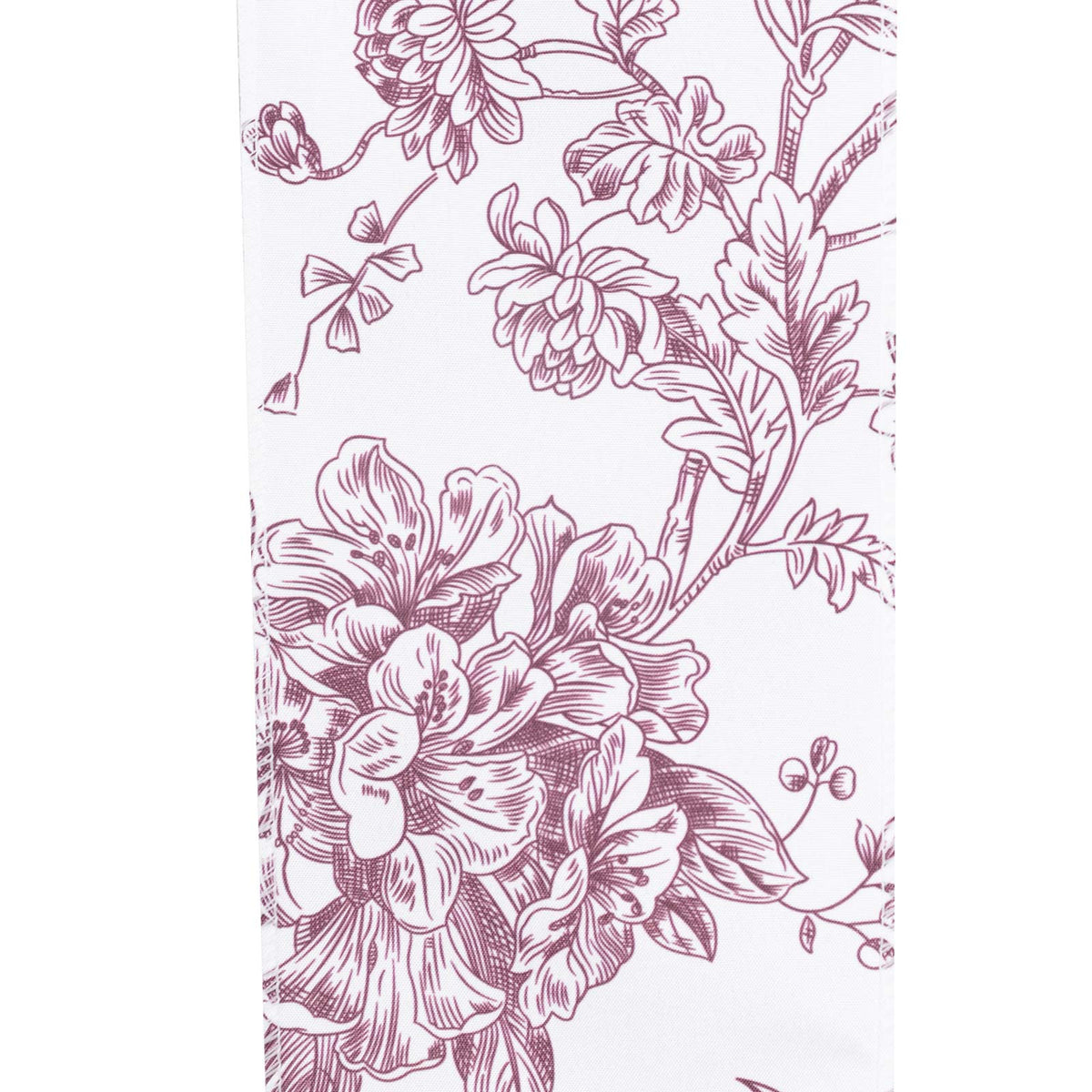 5 Pack Polyester Chair Sashes White Burgundy French Toile Floral Design - Wrinkle-Resistant & Durabl