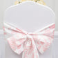 6"x108" White Pink French Toile Polyester Chair Sashes, Elegant Chair Ties for Weddings, Parties, Banquets