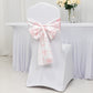 6"x108" White Pink French Toile Polyester Chair Sashes, Elegant Chair Ties for Weddings, Parties, Banquets