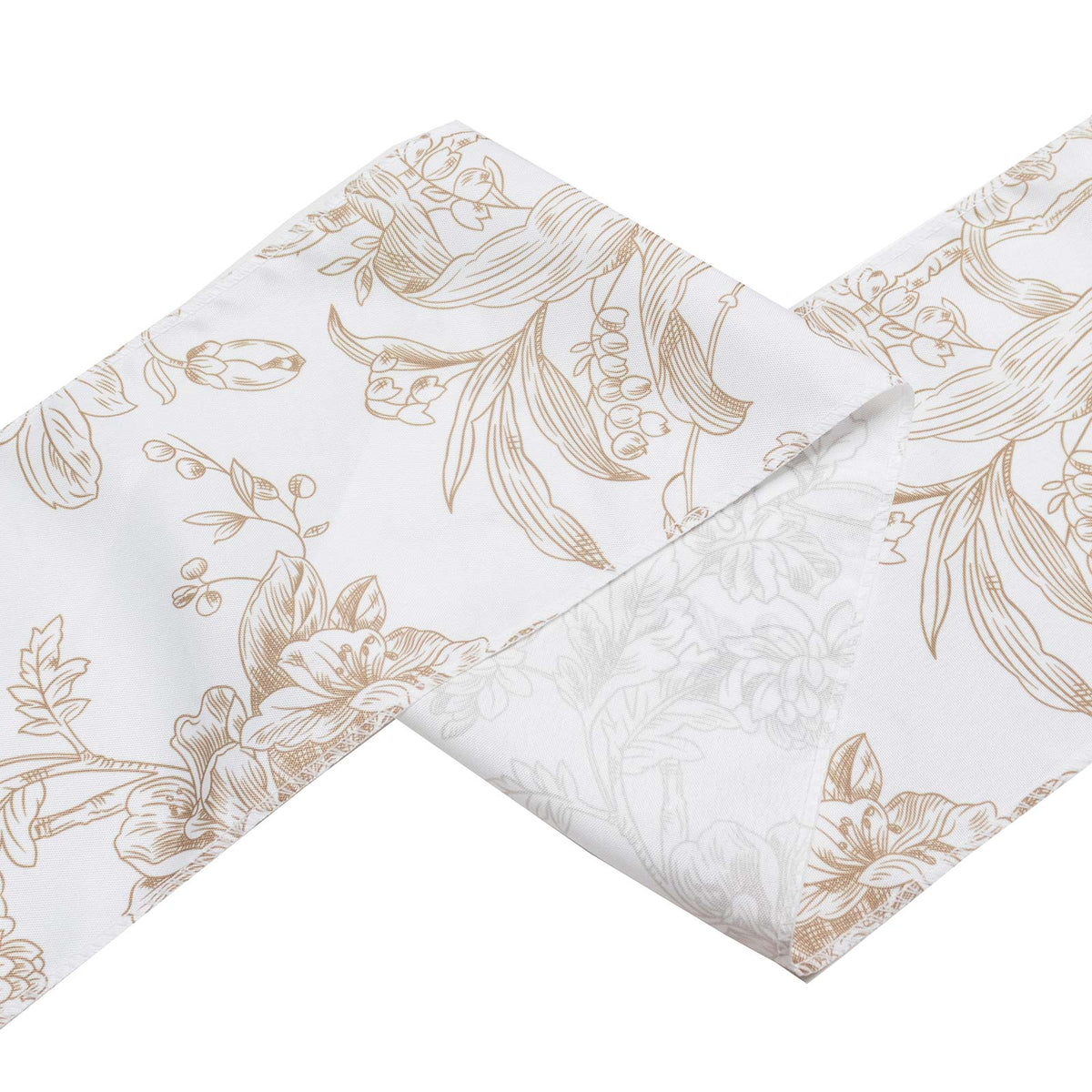 5 Pack Polyester Chair Sashes White Taupe French Toile Floral Design - Wrinkle-Resistant & Durable C
