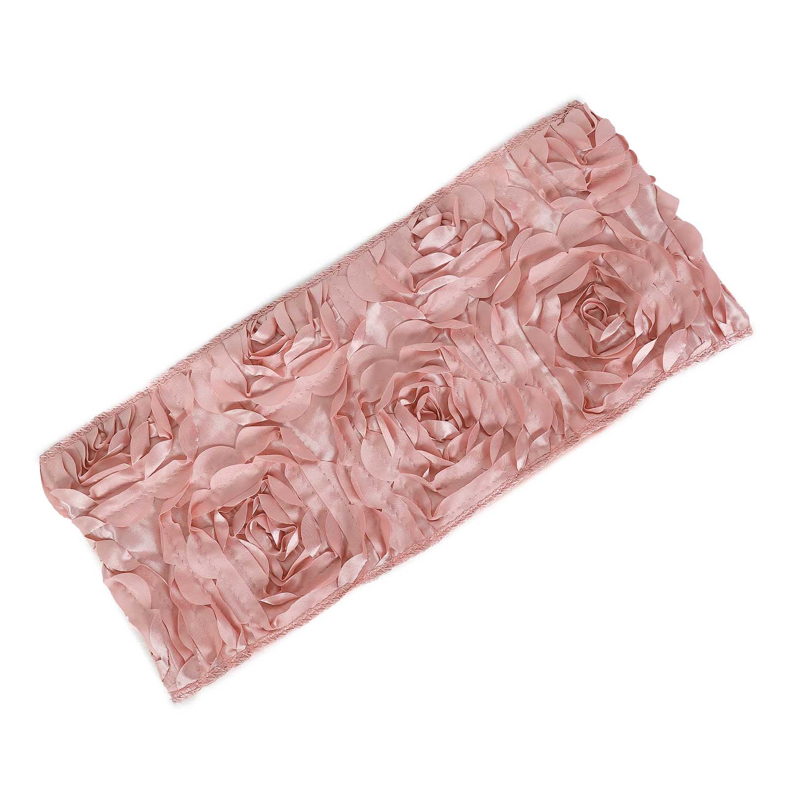 Five Dusty Rose Chair Sashes Rosette Style Constructed With Satin And Spandex Fabric 6 Inch X 14 Inch Size