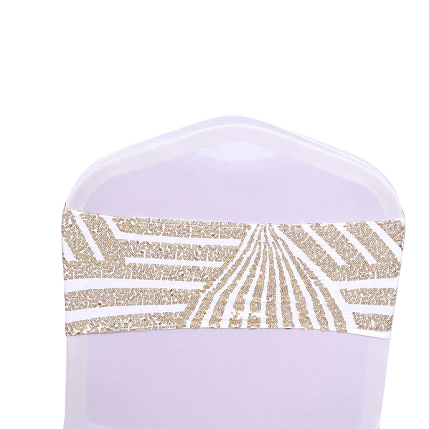 Gold diamond glitz sequin chair sash for elegant decor. #whtbkgd
