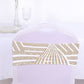 Gold sequin chair sash band on a white chair.