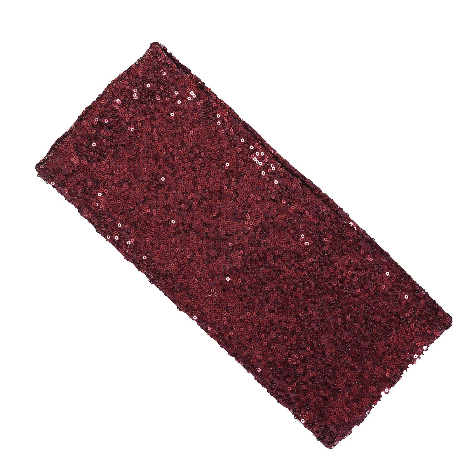 6 Inch x 15 Inch Burgundy Sequin Chair Sashes Spandex Stretch Fitted Material