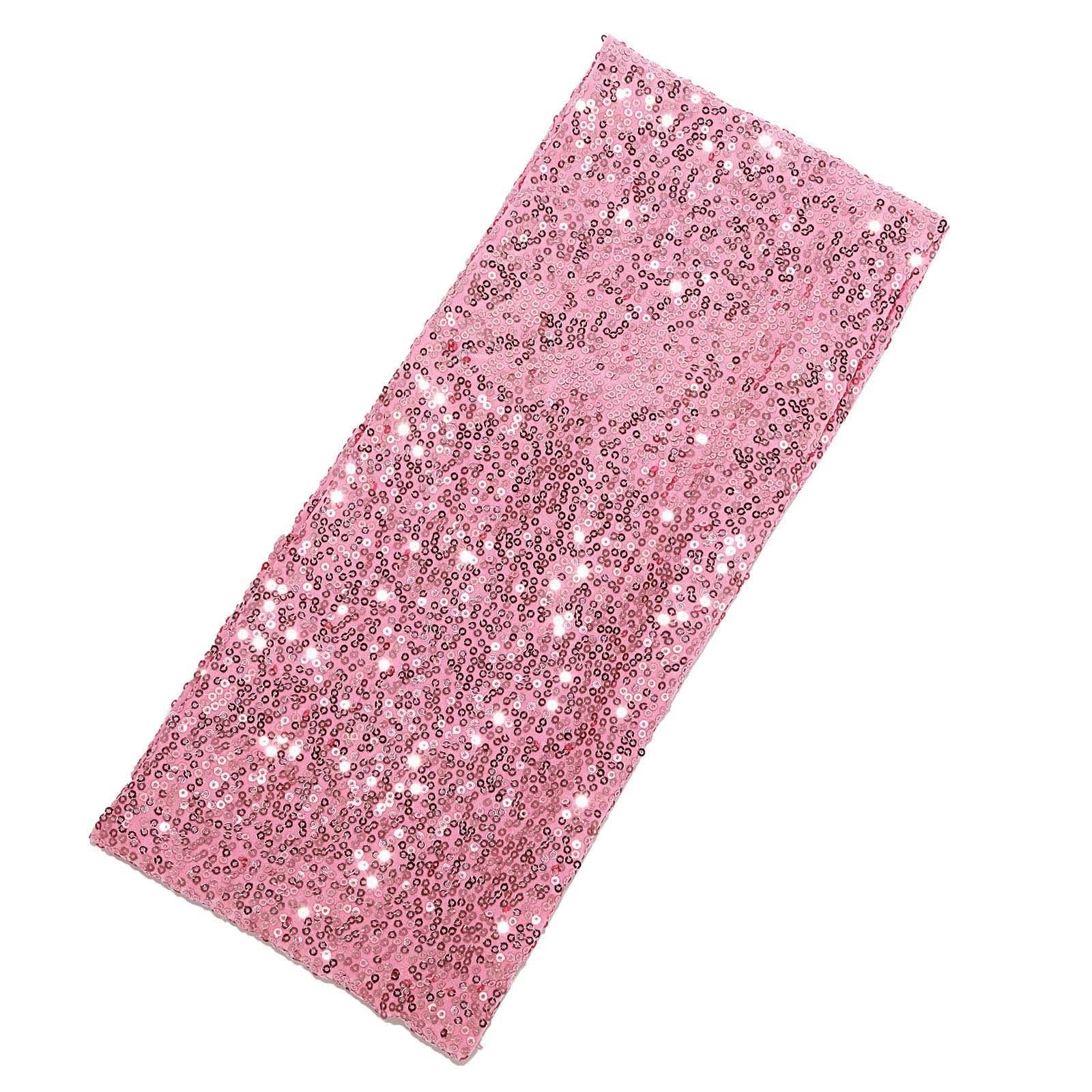 6 Inch x 15 Inch Sequin Spandex Pink Chair Sashes 5 Pack