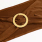 Cinnamon brown spandex chair sashes with gold diamond buckles. #whtbkgd