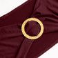Burgundy spandex chair sash with gold diamond buckle detail. #whtbkgd