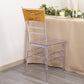 Gold spandex chair sash with diamond buckle on a clear chiavari chair.