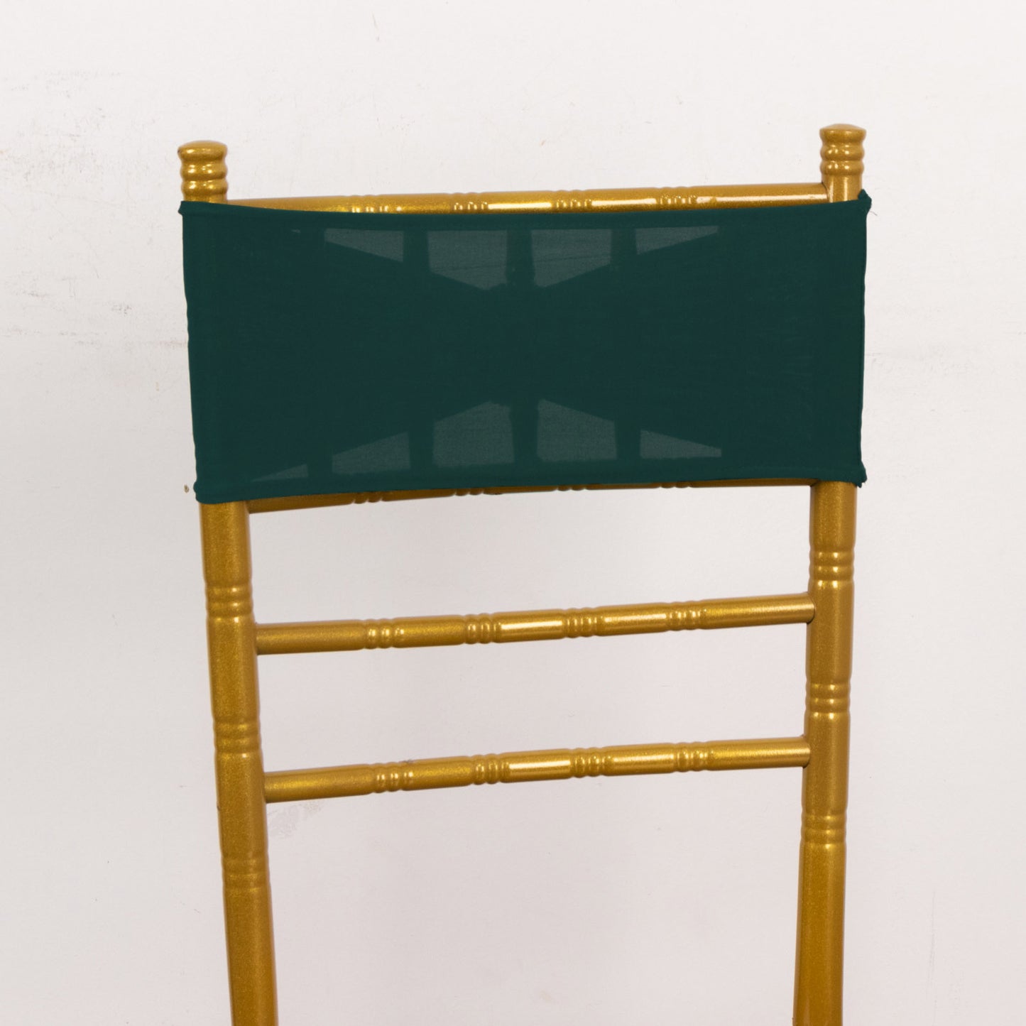 5 Pack Hunter Emerald Green Spandex Chair Sashes with Gold Diamond Buckles, Elegant Stretch Chair Bands and Slide On Brooch Set - 5"x14"