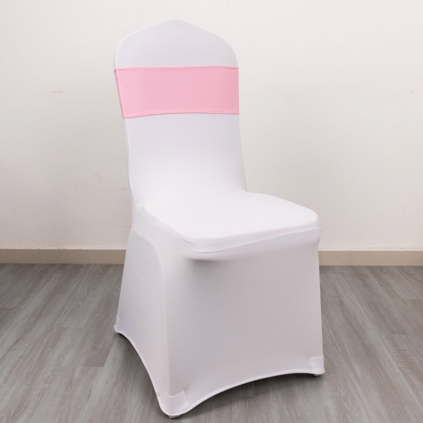 5 Pack Pink Spandex Chair Sashes with Gold Diamond Buckles, Elegant Stretch Chair Bands and Slide On Brooch Set - 5"x14"