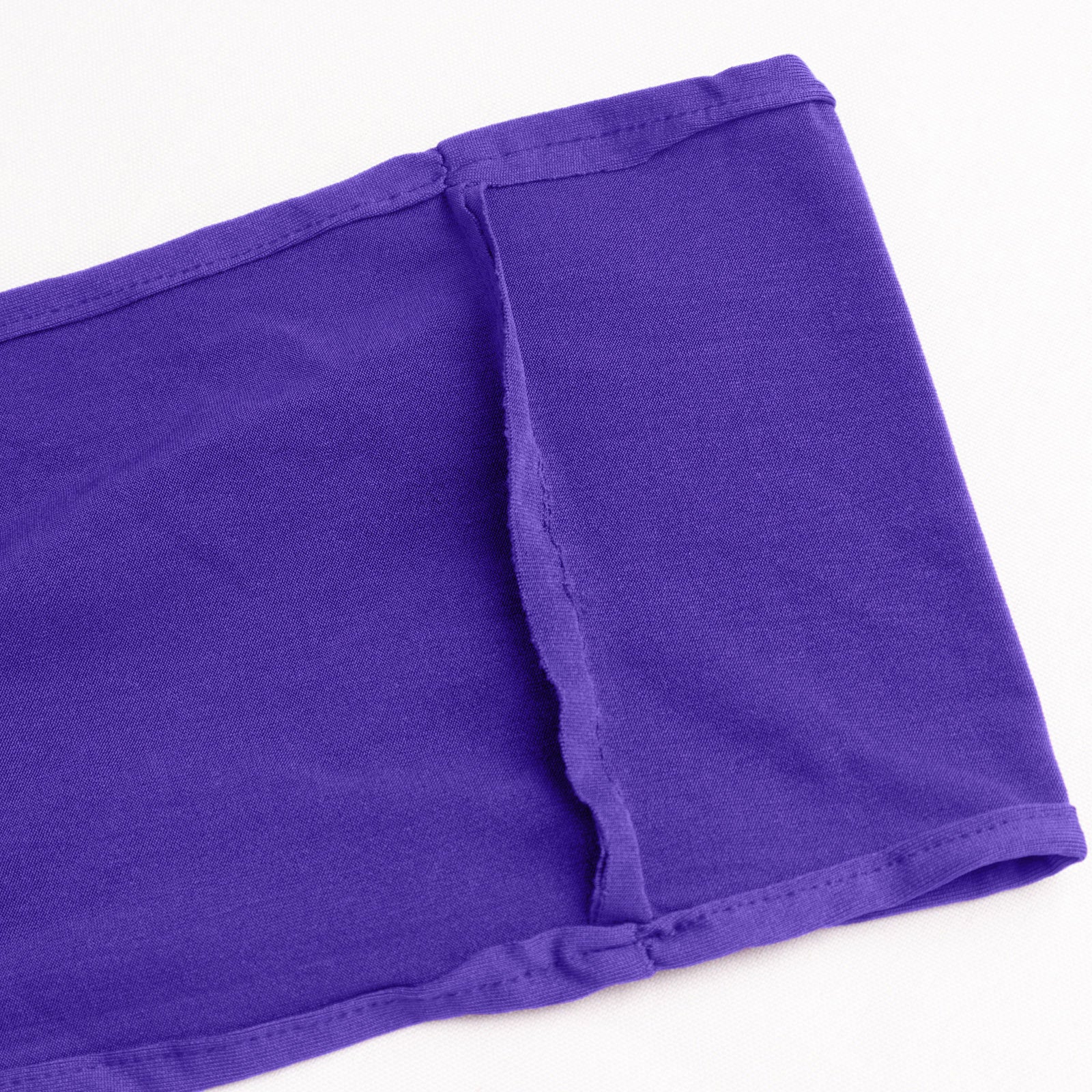 Purple spandex chair sashes with gold diamond buckles, elegant and stretchy.