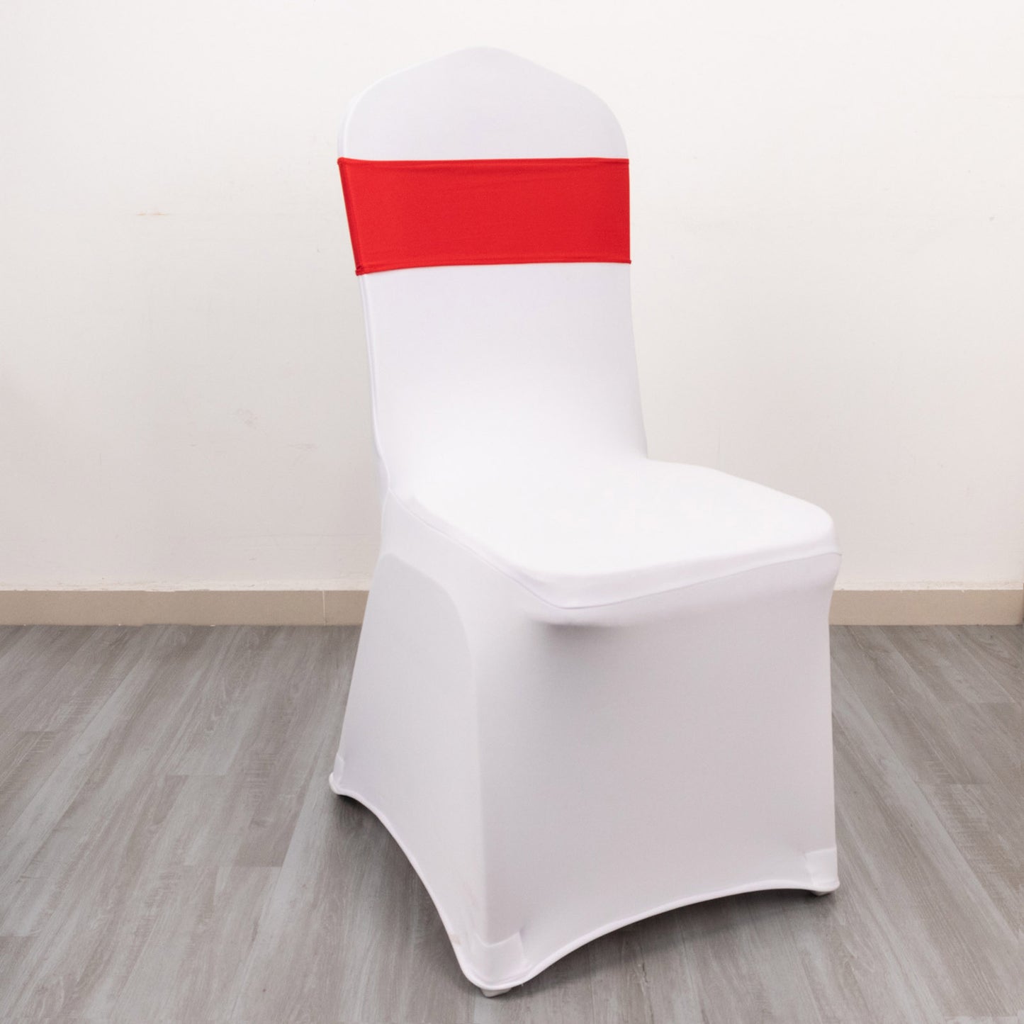 5 Pack Red Spandex Chair Sashes with Gold Diamond Buckles, Elegant Stretch Chair Bands and Slide On Brooch Set - 5"x14"