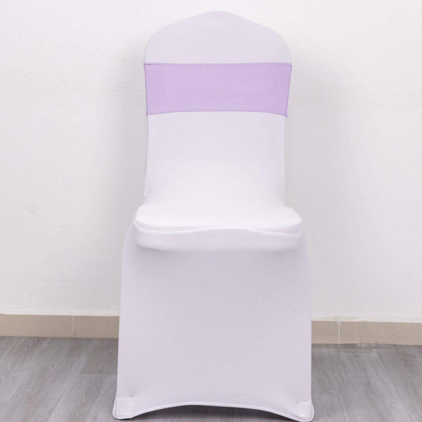 5 Pack | Lavender Lilac Spandex Stretch Chair Sashes with Silver Diamond Ring Slide Buckle | 5"x14"