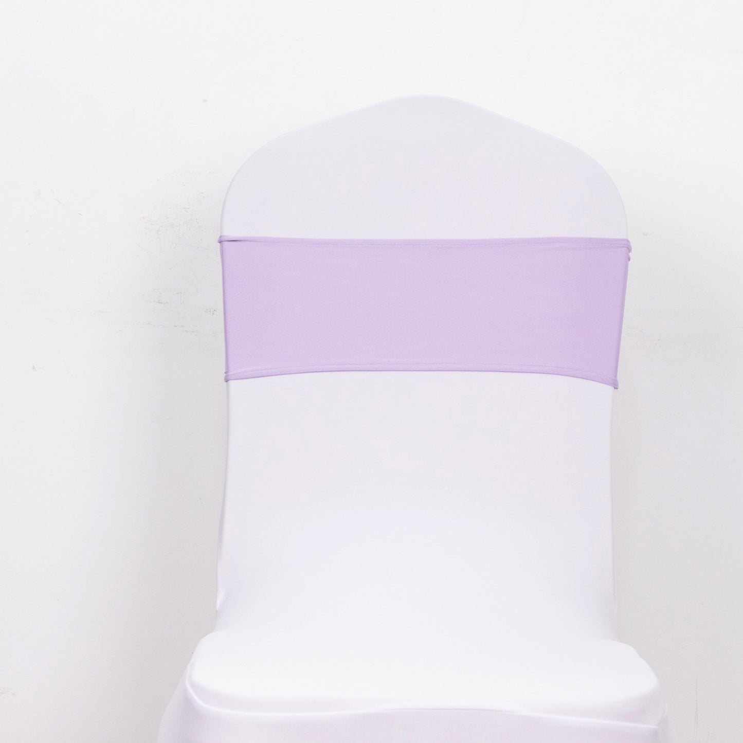 5 Pack | Lavender Lilac Spandex Stretch Chair Sashes with Silver Diamond Ring Slide Buckle | 5"x14"