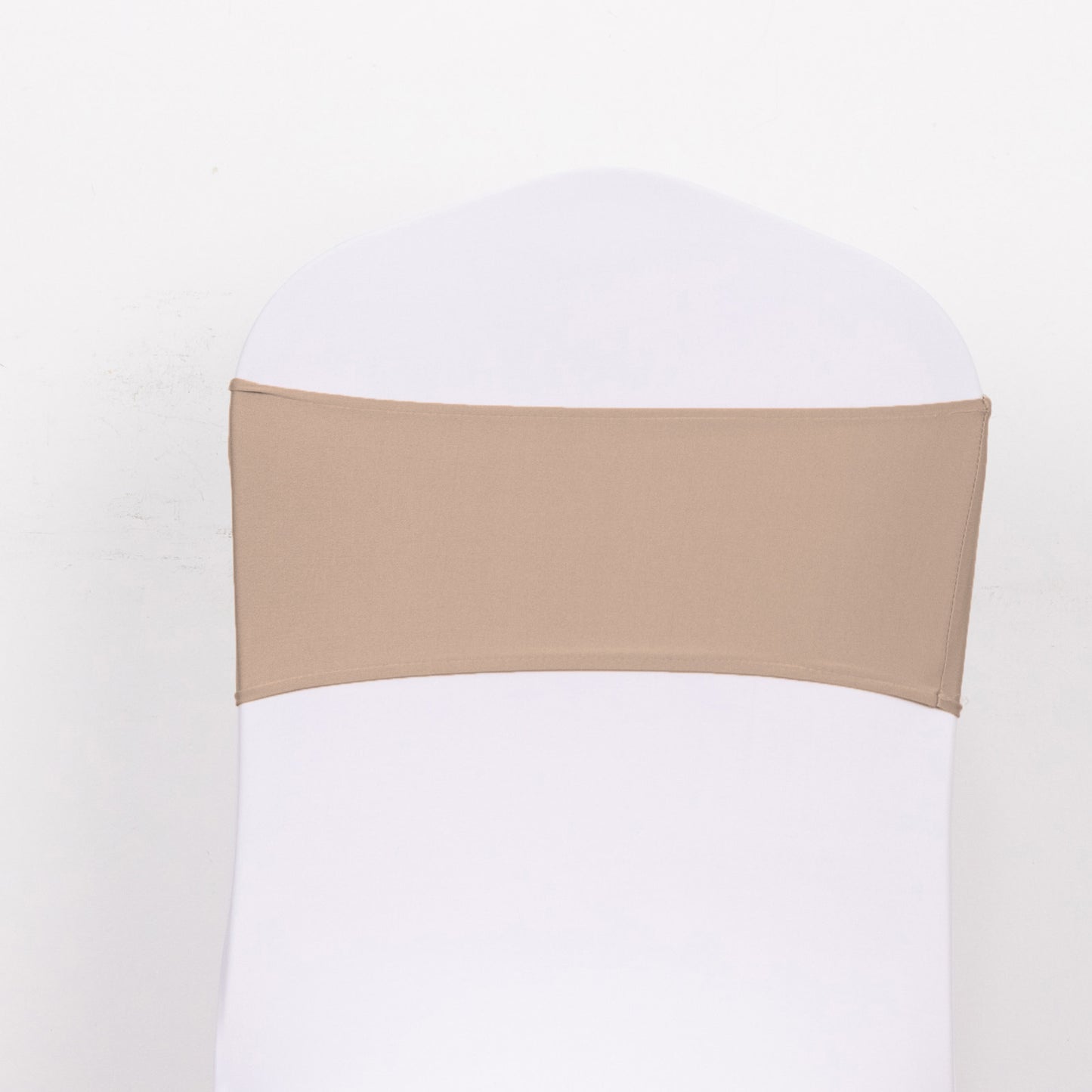 5 Pack | Nude Spandex Stretch Chair Sashes with Silver Diamond Ring Slide Buckle | 5"x14"