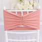 5 Pack Dusty Rose Wide Ruffled Fitted Spandex Chair Sash Band - 8"x13"