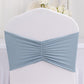 5 Pack Dusty Blue Wide Ruffled Fitted Spandex Chair Sash Band - 8"x13"