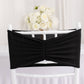5 Pack Black Wide Ruffled Fitted Spandex Chair Sash Band - 8"x13"