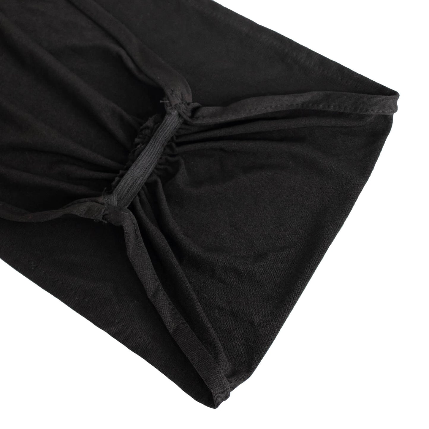 5 Pack Black Wide Ruffled Fitted Spandex Chair Sash Band - 8"x13"