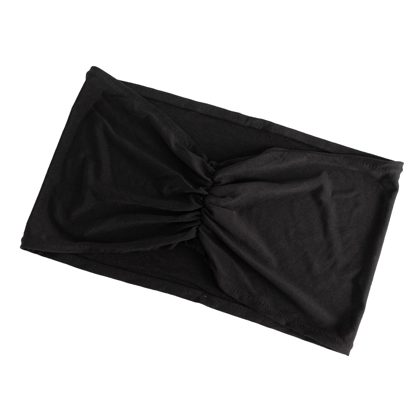 5 Pack Black Wide Ruffled Fitted Spandex Chair Sash Band - 8"x13"