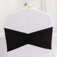 5 Pack Black Wide Ruffled Fitted Spandex Chair Sash Band - 8"x13"