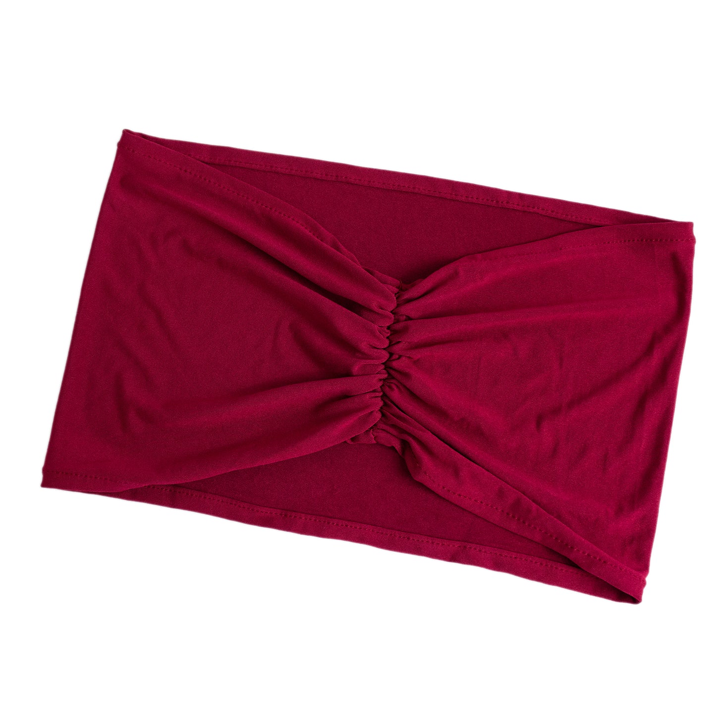 5 Pack Burgundy Wide Ruffled Fitted Spandex Chair Sash Band - 8"x13"