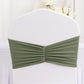 5 Pack Dusty Sage Green Wide Ruffled Fitted Spandex Chair Sash Band - 8"x13"