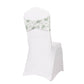 5 Pack Dusty Sage Green Wide Ruffled Spandex Chair Sash Band in French Toile Floral Pattern - 8"x13"