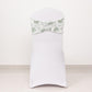 5 Pack Dusty Sage Green Wide Ruffled Spandex Chair Sash Band in French Toile Floral Pattern - 8"x13"