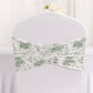 5 Pack Dusty Sage Green Wide Ruffled Spandex Chair Sash Band in French Toile Floral Pattern - 8"x13"