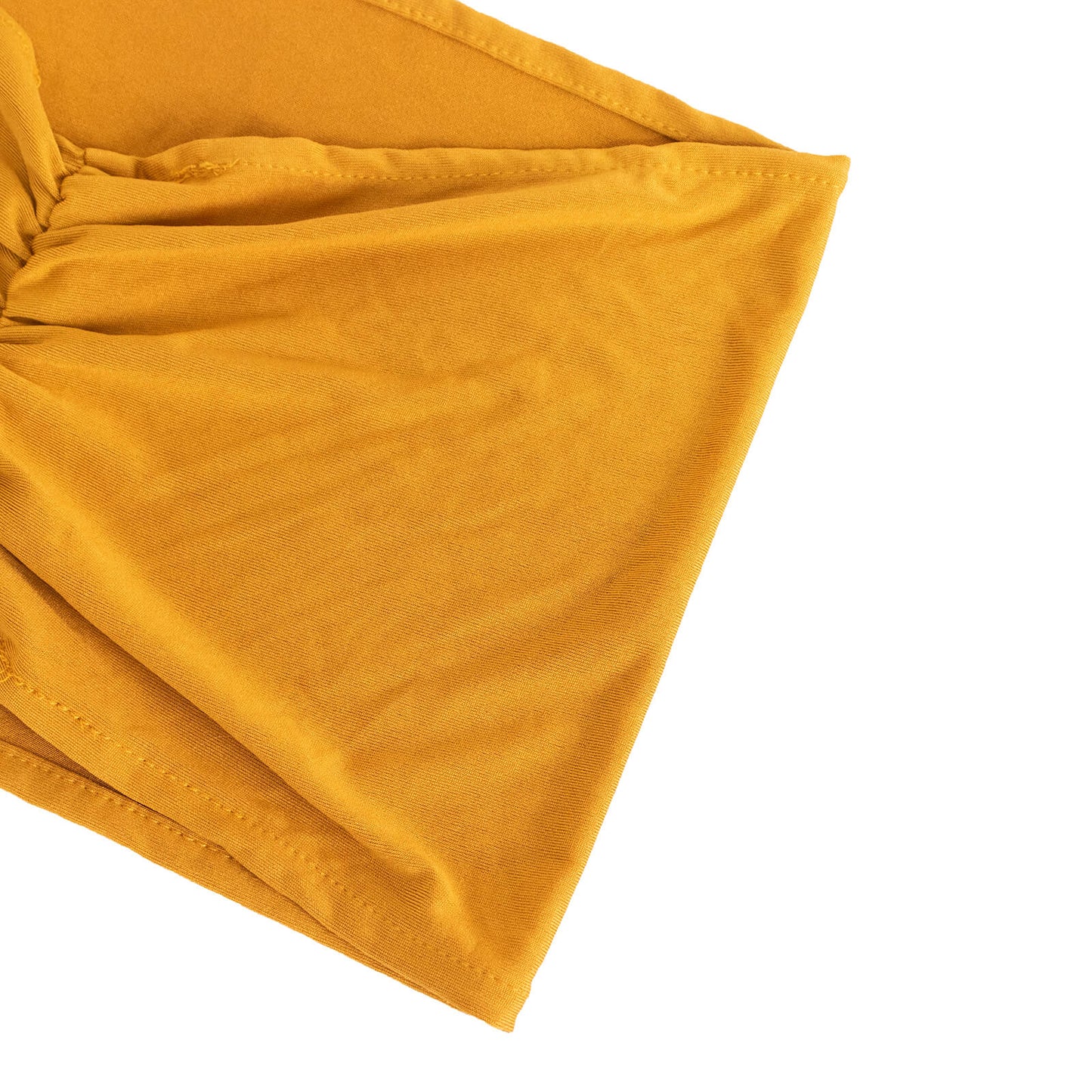 5 Pack Gold Wide Ruffled Fitted Spandex Chair Sash Band - 8"x13"