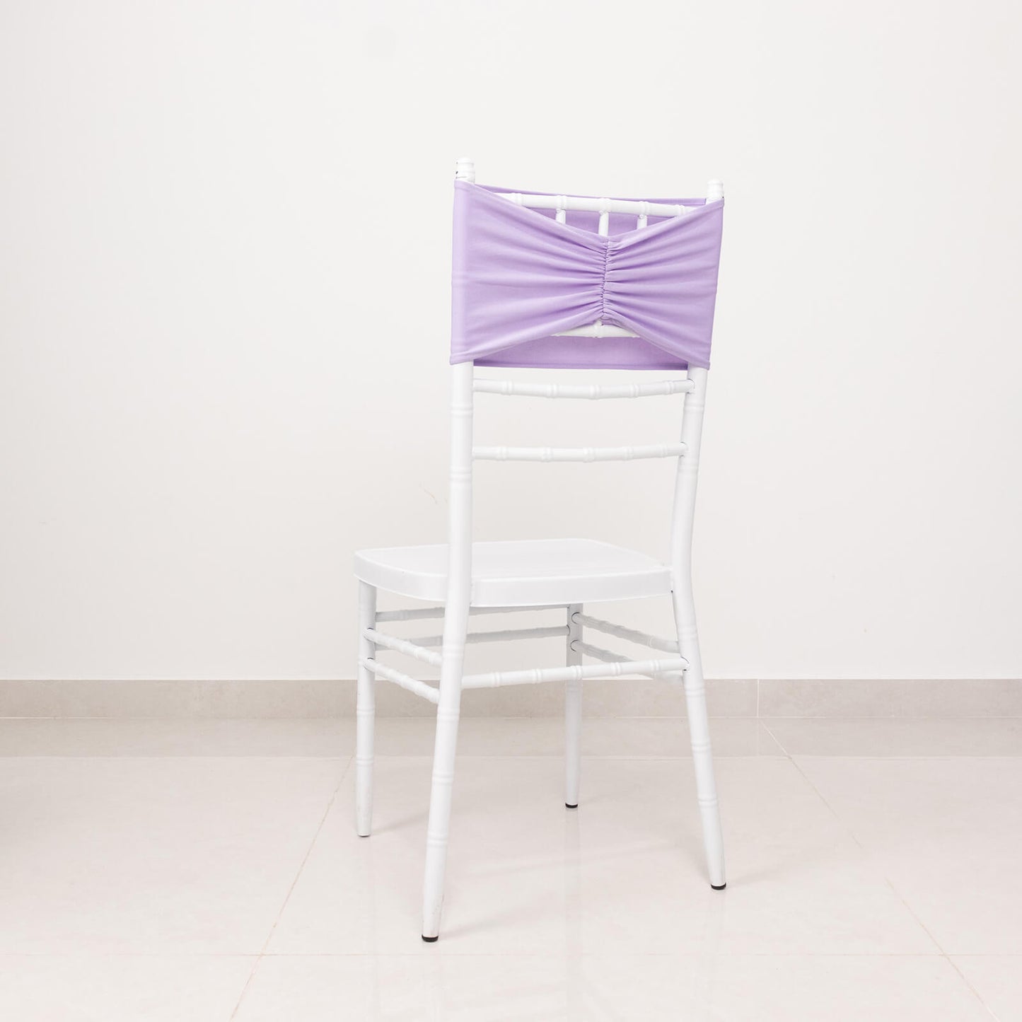 5 Pack Lavender Lilac Wide Ruffled Fitted Spandex Chair Sash Band - 8"x13"