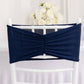 5 Pack Navy Blue Wide Ruffled Fitted Spandex Chair Sash Band - 8"x13"
