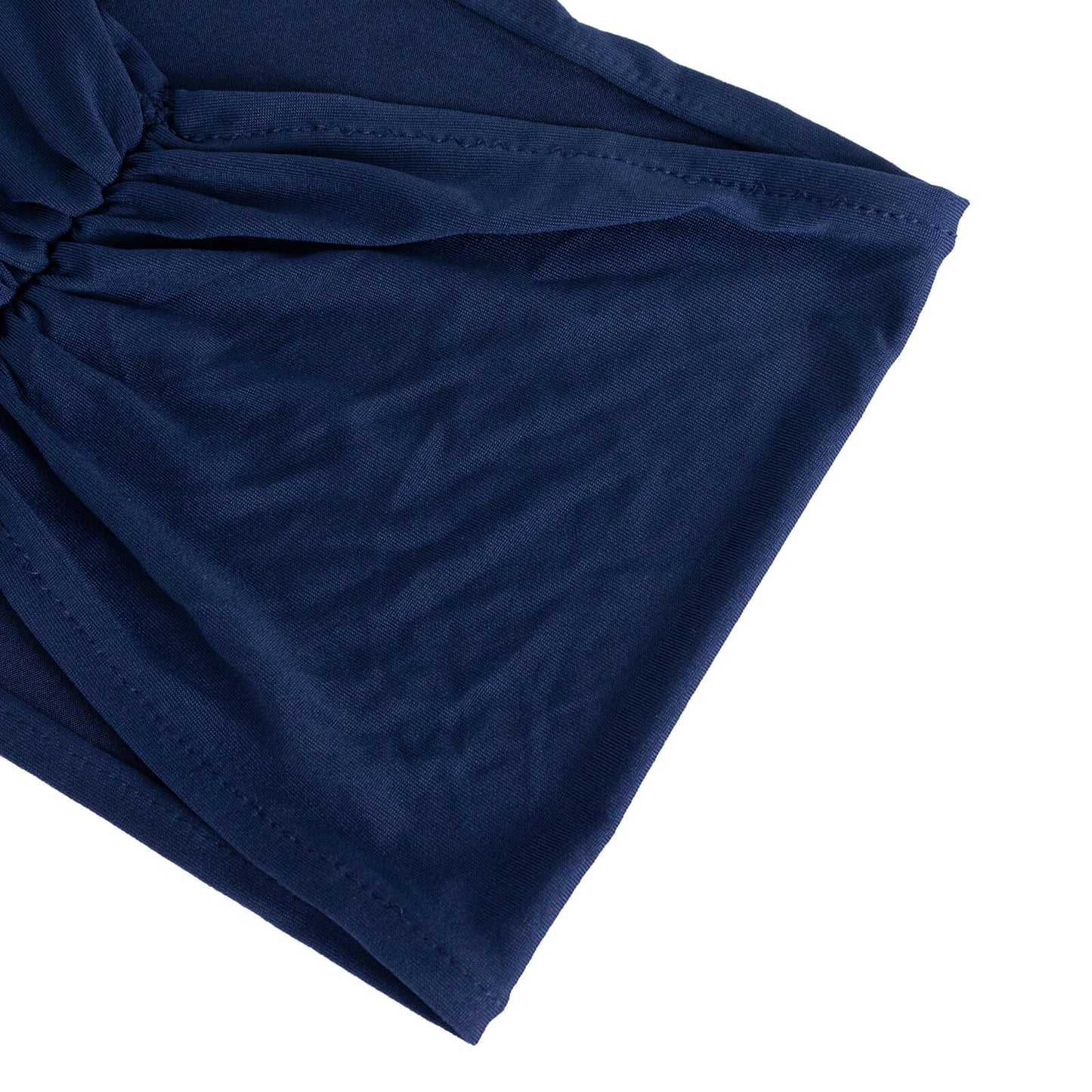 5 Pack Navy Blue Wide Ruffled Fitted Spandex Chair Sash Band - 8"x13"