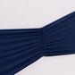 5 Pack Navy Blue Wide Ruffled Fitted Spandex Chair Sash Band - 8"x13"