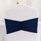 5 Pack Navy Blue Wide Ruffled Fitted Spandex Chair Sash Band - 8"x13"