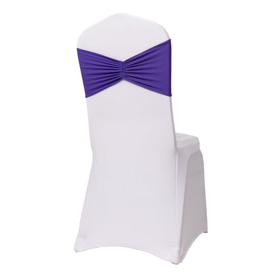 Luxurious Design of the Purple Ruffled Spandex Chair Sash Band
