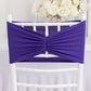 5 Pack Purple Wide Ruffled Fitted Spandex Chair Sash Band - 8"x13"