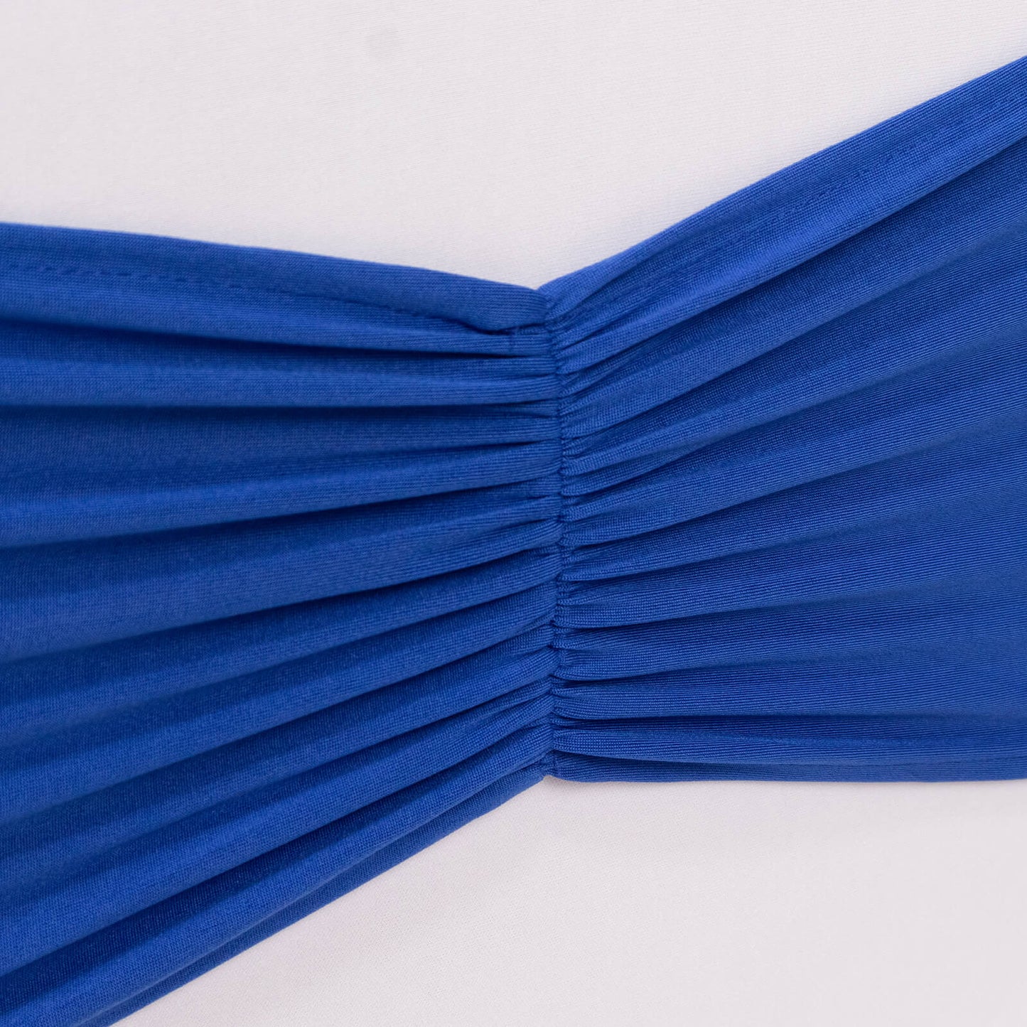 5 Pack Royal Blue Wide Ruffled Fitted Spandex Chair Sash Band - 8"x13"