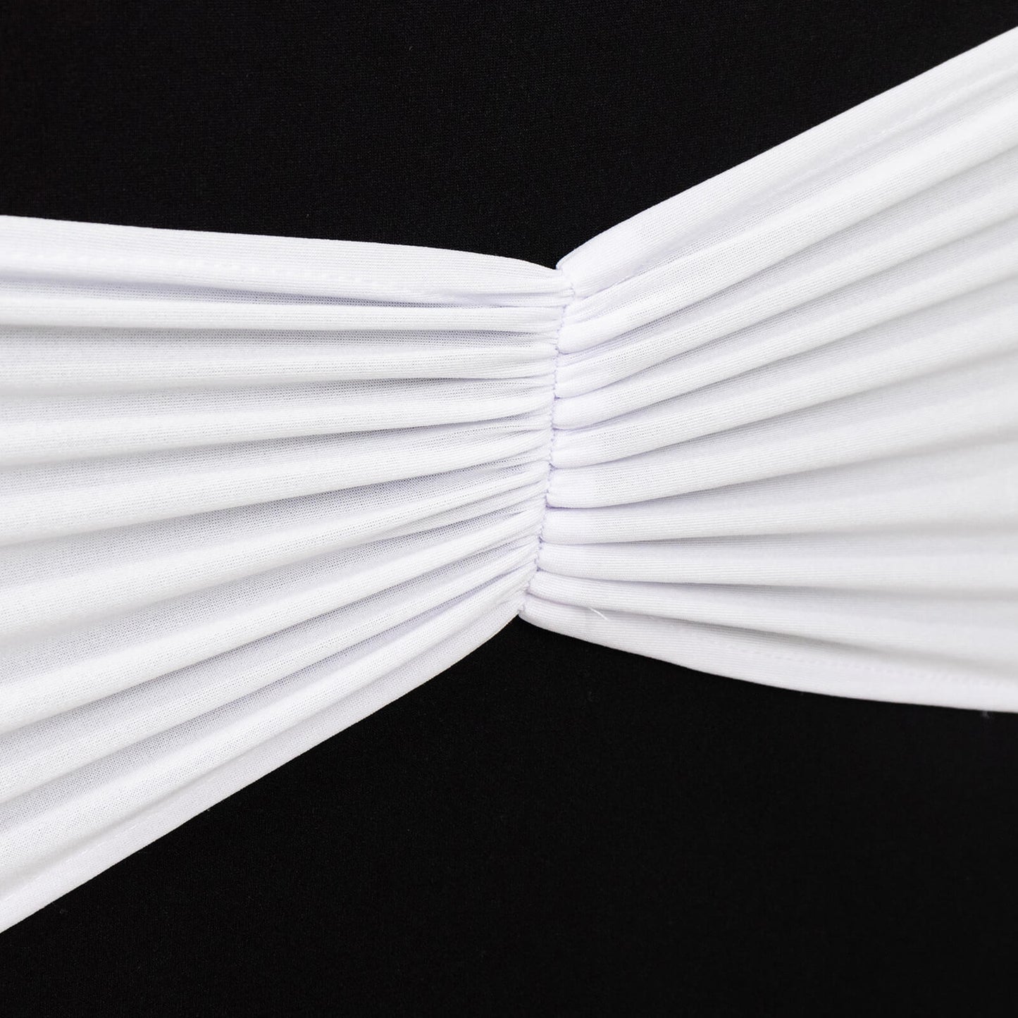 5 Pack White Wide Ruffled Fitted Spandex Chair Sash Band - 8"x13"