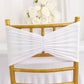 5 Pack White Wide Ruffled Fitted Spandex Chair Sash Band - 8"x13"