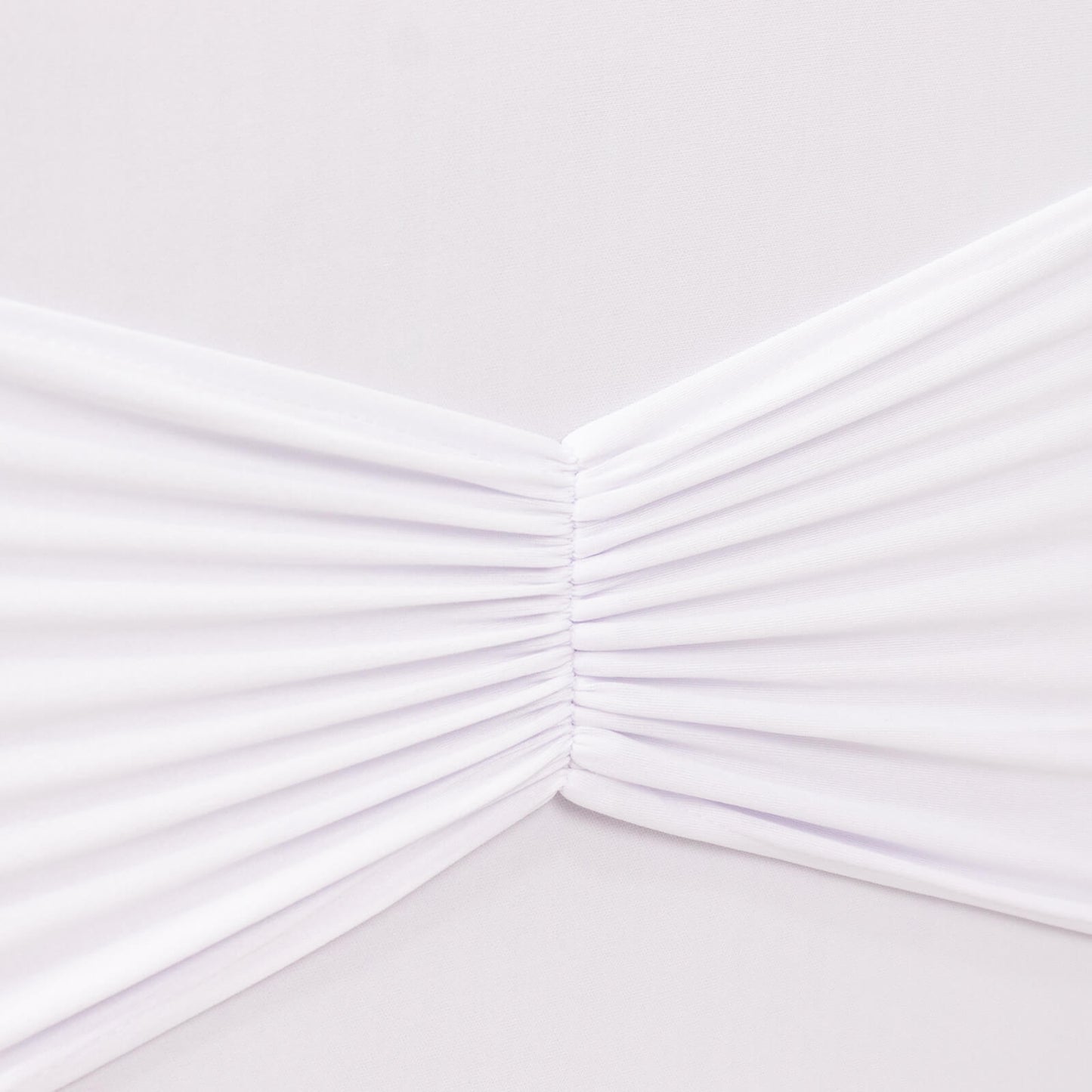 5 Pack White Wide Ruffled Fitted Spandex Chair Sash Band - 8"x13"